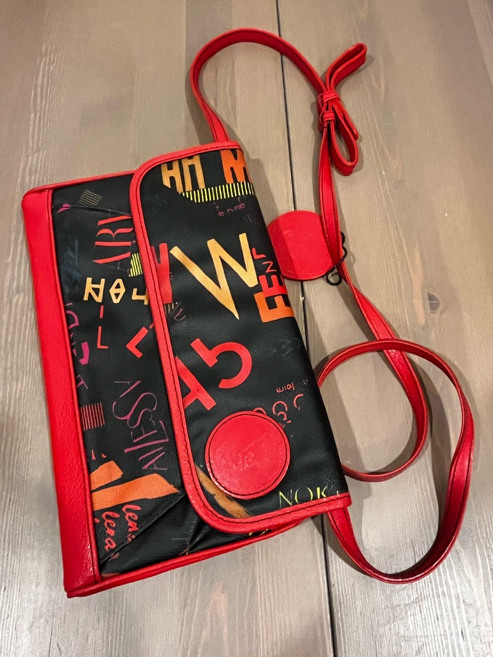 Vintage Falchi Sport Crossbody Clutch Purse Abstract Print Convertible 90s/Y2K